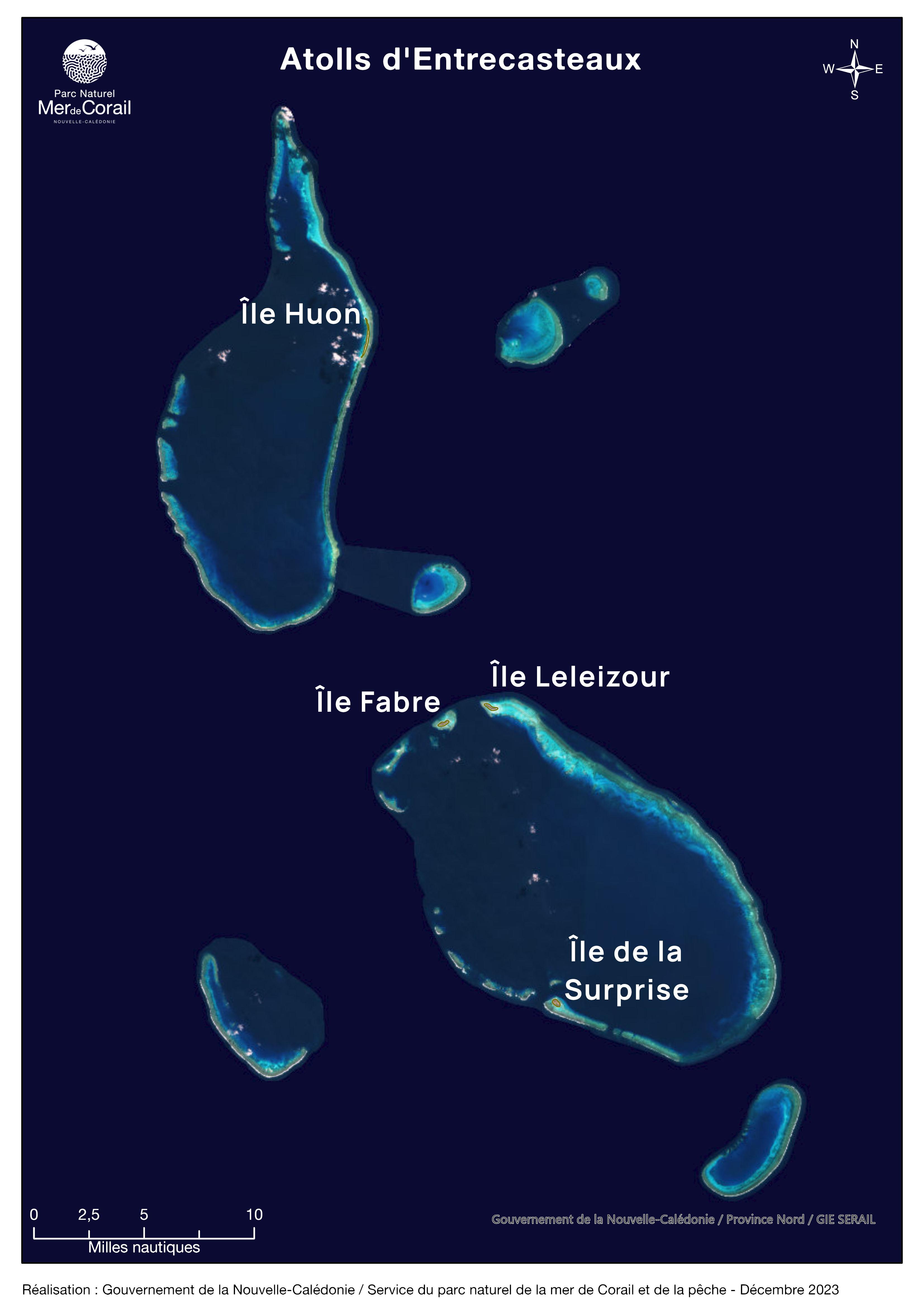 Carte des atolls d'Entrecasteaux