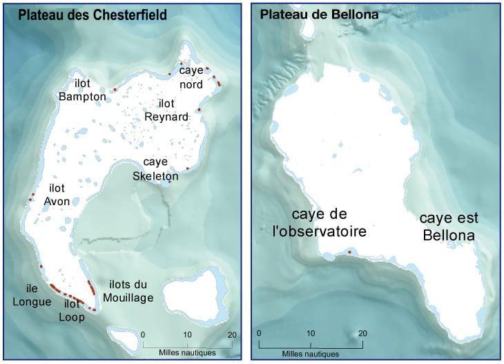 Carte du plateau des Chesterfield et des Bellona, DAM SPE